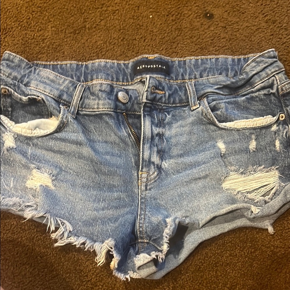 Aeropostale Blue Jean Shorts Distressed Cut-Off Style